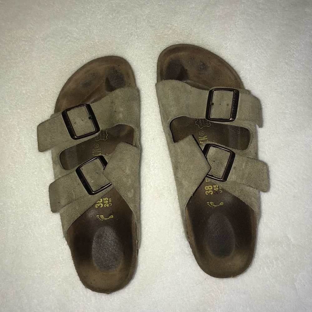 Arizona Birkenstock Taupe Suede Leather